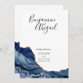 Einladung zur Hochzeit von Minimalistischem Blau u (Vorne/Hinten)