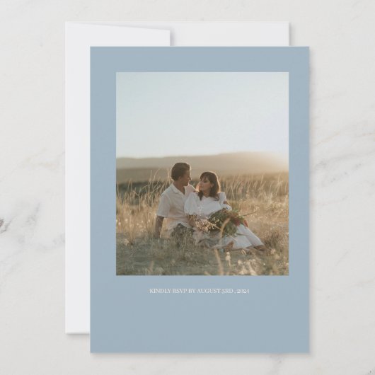 Einladung zur Hochzeit von Minimalistischem Blau u (Rückseite)