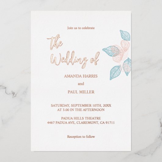 Einladung zur Hochzeit von Minimalistischem Gold/R (Vorderseite)