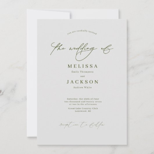 Einladung zur Hochzeit von Minimalistischen Grauen (Vorderseite)