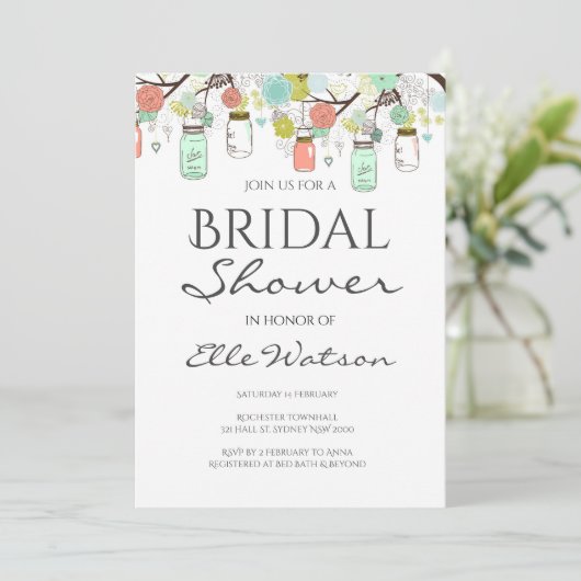 Einladung zur Hochzeit von Minze- und Korallendusc (Stehend Vorderseite)