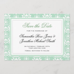 Einladung zur Hochzeit von Minze und White Damask