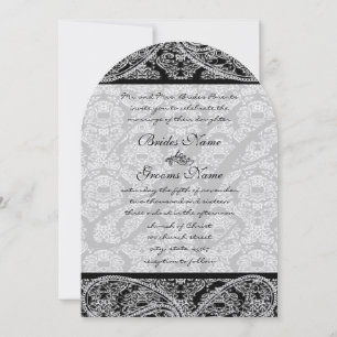 Einladung zur Hochzeit von Monogram Black Damask