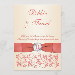 Einladung zur Hochzeit von Monogram Coral Champagn