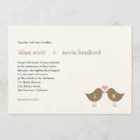 Einladung zur Hochzeit von Monogram-Vögeln - Latte
