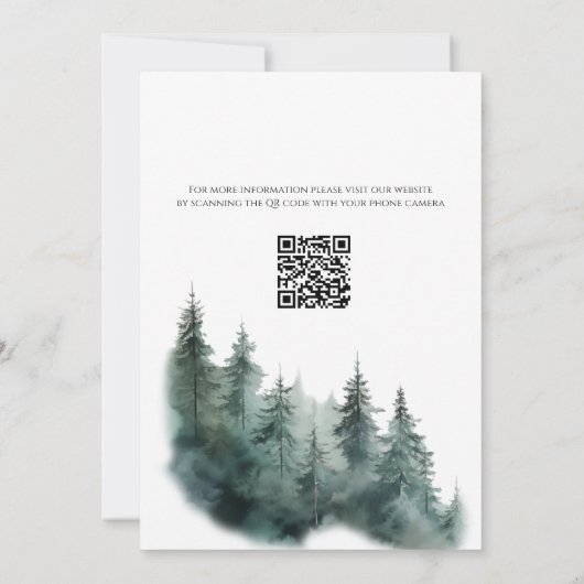 Einladung zur Hochzeit von Mountain Skyline mit QR (Rückseite)
