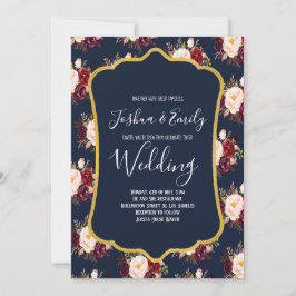 Einladung zur Hochzeit von Navy Blue Burgundy