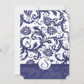 Einladung zur Hochzeit von Navy Blue Damask (Rückseite)