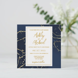 Einladung zur Hochzeit von Navy Blue Gold Abstrakt