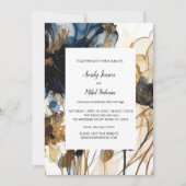 Einladung zur Hochzeit von Navy Blue Gold Floral (Vorderseite)