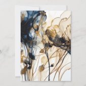 Einladung zur Hochzeit von Navy Blue Gold Floral (Rückseite)