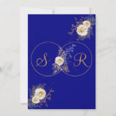 Einladung zur Hochzeit von Navy Blue Gold Monogram (Rückseite)