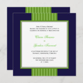Einladung zur Hochzeit von Navy Blue & Lime Green (Vorne/Hinten)