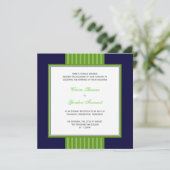 Einladung zur Hochzeit von Navy Blue & Lime Green (Stehend Vorderseite)
