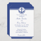 Einladung zur Hochzeit von Navy Blue Nautical Anch (Vorne/Hinten)