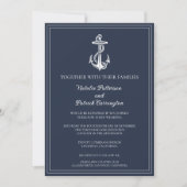 Einladung zur Hochzeit von Navy Blue Nautical Anch (Vorderseite)