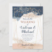 Einladung zur Hochzeit von Navy Blue Pink Blush Go (Vorderseite)