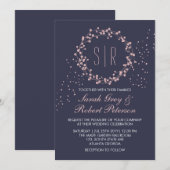 Einladung zur Hochzeit von Navy Blue Pink Floral W (Vorne/Hinten)