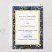 Einladung zur Hochzeit von Navy Blue und Gold Flor (Vorderseite)