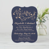 Einladung zur Hochzeit von Navy Blue und Peach (Stehend Vorderseite)