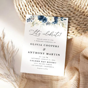 Einladung zur Hochzeit von Navy Blue und White Ros