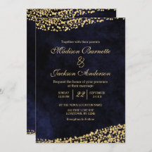 Einladung zur Hochzeit von Navy Blue Watercolor & 