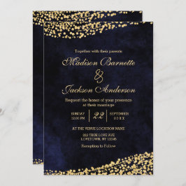 Einladung zur Hochzeit von Navy Blue Watercolor & 