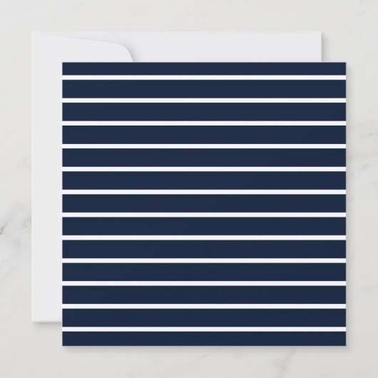 Einladung zur Hochzeit von Navy Blue & White Strip (Rückseite)