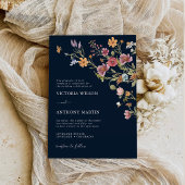 Einladung zur Hochzeit von Navy Blue Wildblume