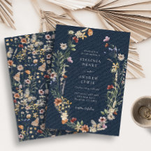 Einladung zur Hochzeit von Navy Blue Wildblume
