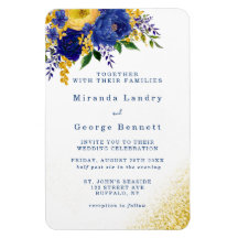 Einladung zur Hochzeit von Navy Blue Yellow Floral