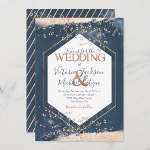 Einladung zur Hochzeit von Navy Blush Gold
