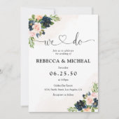 Einladung zur Hochzeit von Navy & Blush Pink (Vorderseite)