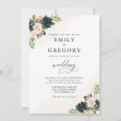 Einladung zur Hochzeit von Navy & Blush Pink (Vorderseite)