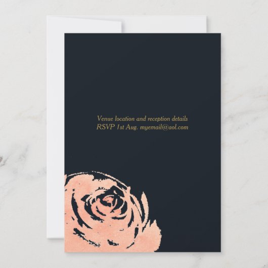 Einladung zur Hochzeit von Navy Coral Rose Gold (Rückseite)