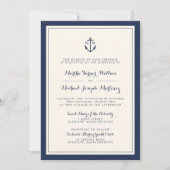 Einladung zur Hochzeit von Navy & Cream Monogram (Vorderseite)