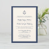 Einladung zur Hochzeit von Navy & Cream Monogram (Stehend Vorderseite)