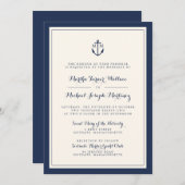 Einladung zur Hochzeit von Navy & Cream Monogram (Vorne/Hinten)