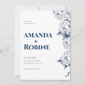 Einladung zur Hochzeit von Navy Floral (Vorderseite)