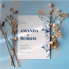 Einladung zur Hochzeit von Navy Floral