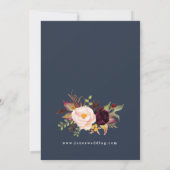 Einladung zur Hochzeit von Navy Floral Burgundy Le (Rückseite)