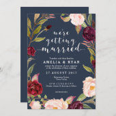 Einladung zur Hochzeit von Navy Floral Burgundy Le (Vorne/Hinten)