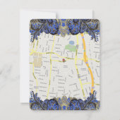 Einladung zur Hochzeit von Navy & Gold Paisly Peac (Rückseite)