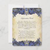 Einladung zur Hochzeit von Navy & Gold Paisly Peac (Vorderseite)