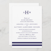 Einladung zur Hochzeit von Navy Monogram (Vorne/Hinten)