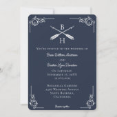 Einladung zur Hochzeit von Navy Monogram und Pfeil (Vorderseite)