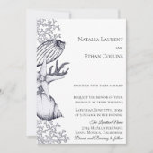 Einladung zur Hochzeit von Navy Nautical Seashells (Vorderseite)