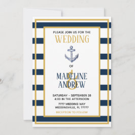 Einladung zur Hochzeit von Navy Nautical Stripes A