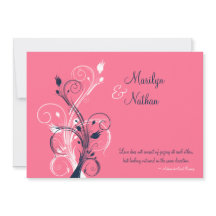 Einladung zur Hochzeit von Navy, Rosa, Weiß und Bl