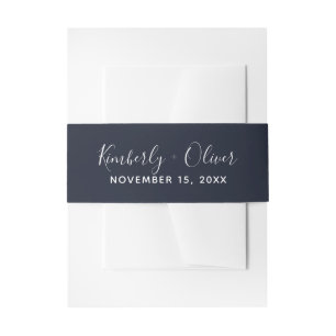 Einladung zur Hochzeit von Navy-Simple Calligraphy Einladungsbanderole